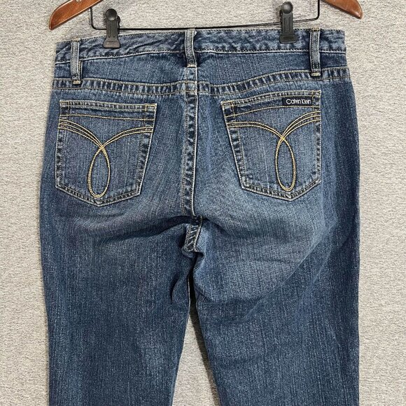 Calvin Klein Jeans Women 12 Blue Cropped Straight High Rise Medium Wash Capri - Picture 9 of 13